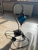 Oosters Mozaïek Tafellampje met Blauw Glas, Ophalen of Verzenden
