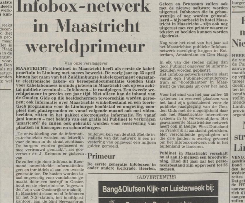 DESIGN Wereldprimeur uit Maastricht [ 23 april 1987], Ophalen of Verzenden