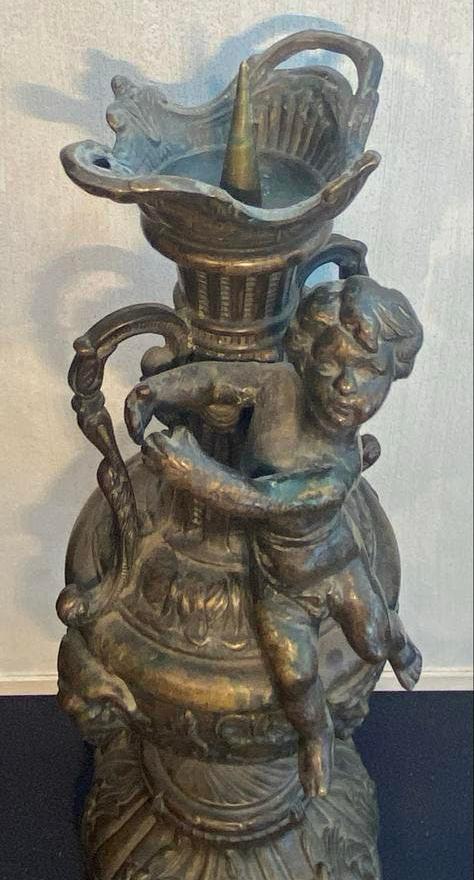 Antieke bronzen kandelaar, 40cm - 4kg, Ophalen of Verzenden, Koper of Brons