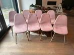 8 Roze eetkamerstoelen, Huis en Inrichting, Stoelen, Ophalen, Gebruikt, Overige kleuren, Stof