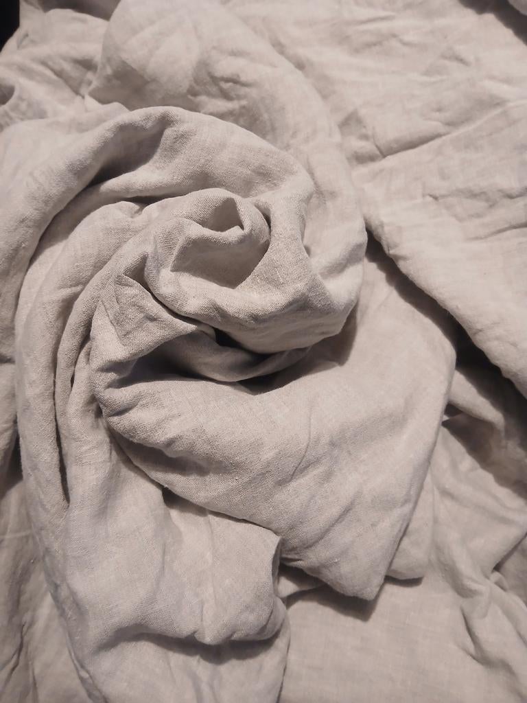 Linnen dekbedovertrek 2 slopen 240x260 dekbedhoes zand ecru, Huis en Inrichting, Slaapkamer | Beddengoed, Wit, Tweepersoons, Ophalen of Verzenden