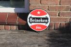 emaille bord heineken bier diameter 23cm langcat bussum, Ophalen of Verzenden, Gebruikt, Reclamebord, Plaat of Schild, Heineken