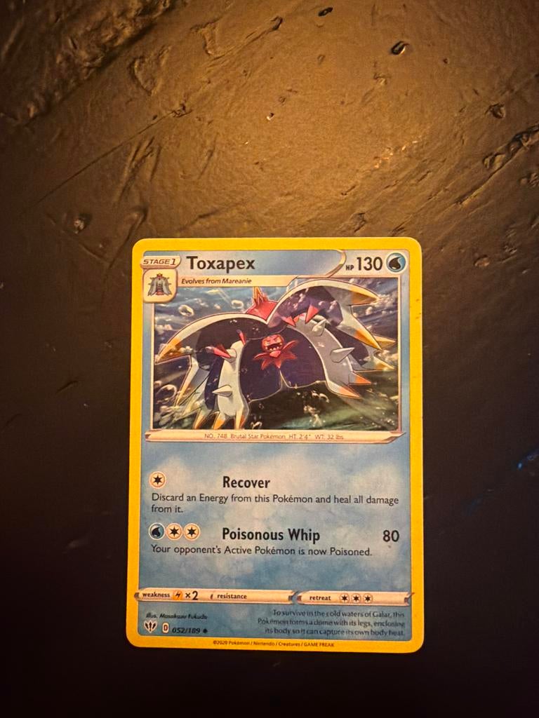 Toxapex Pokémonkaart - Zeldzaam!, Ophalen of Verzenden, Zo goed als nieuw, Losse kaart