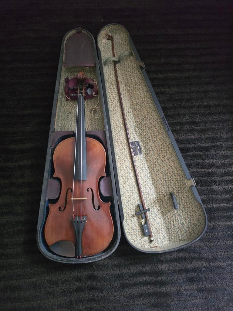 Antieke 4/4 viool met signatuur, Muziek en Instrumenten, Strijkinstrumenten | Violen en Altviolen, Ophalen of Verzenden, Gebruikt