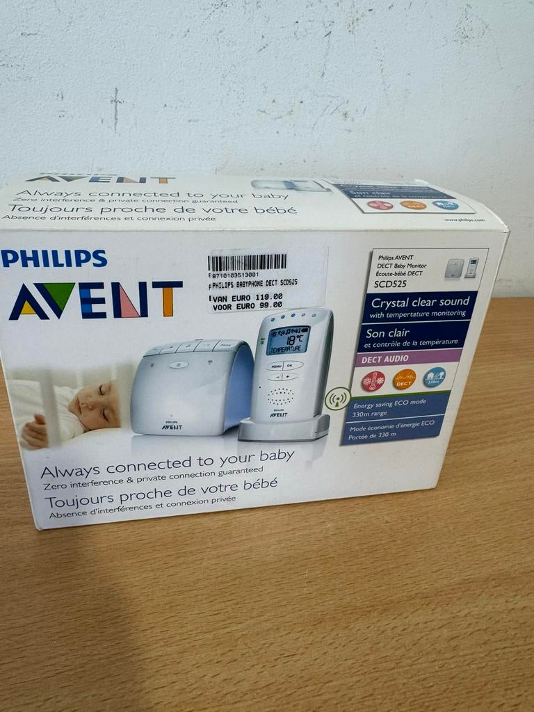 Babyfoon Philips Avent SCD-525 + Doos + Handleiding, Ophalen of Verzenden, Zo goed als nieuw, 250 meter of meer