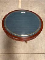 Bieden …Ronde salontafel met leer ingelegd blad, Ophalen, 50 tot 100 cm, 100 tot 150 cm, Rond