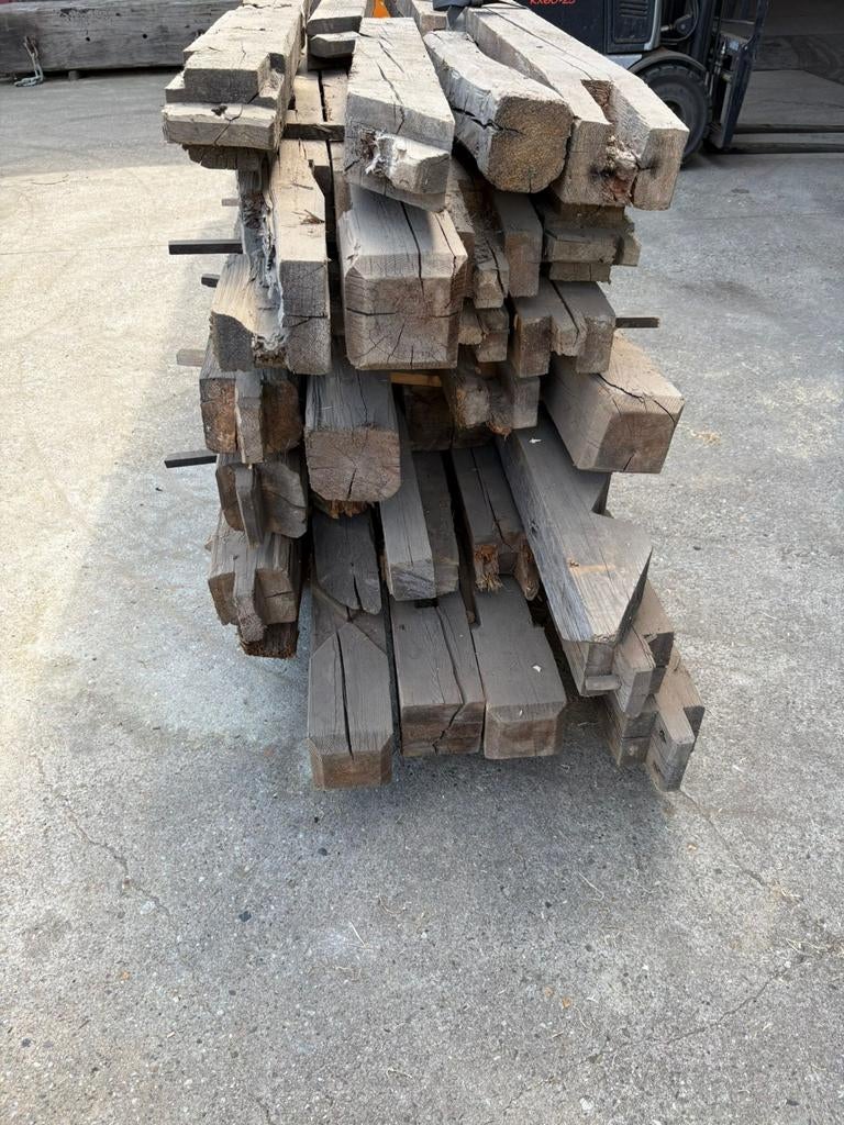 Partij oud grenen balken | 10 x 14 x 220 cm, Gebruikt, Grenen, Ophalen of Verzenden, 200 tot 250 cm