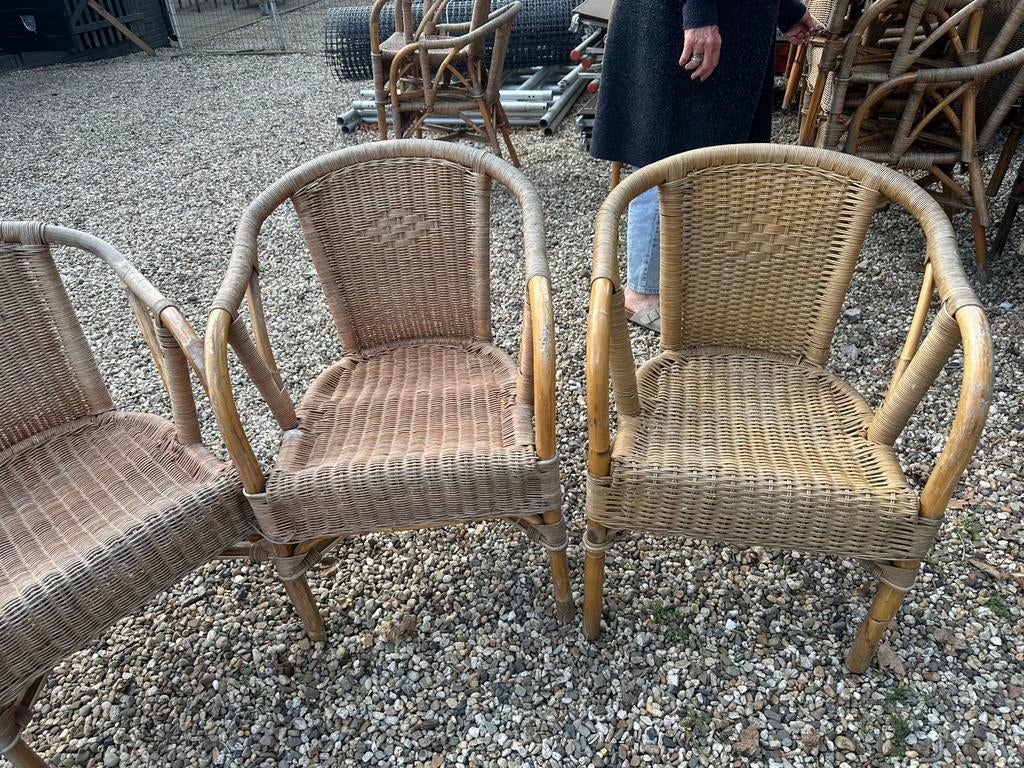 Partijtje bijna gratis, terrasstoelen rotan 15 stuks, Ophalen of Verzenden, Zo goed als nieuw, Rotan