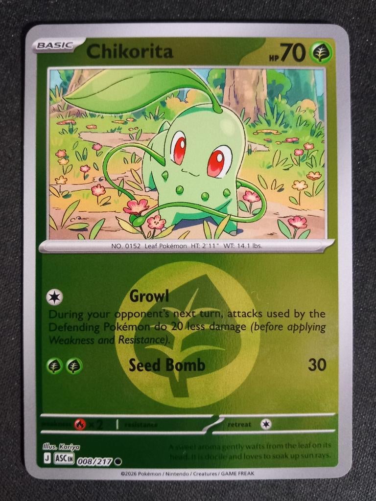 Chikorita 008/217 Ascended Heroes Reverse Energy NM, Verzenden, Zo goed als nieuw, Losse kaart, Foil