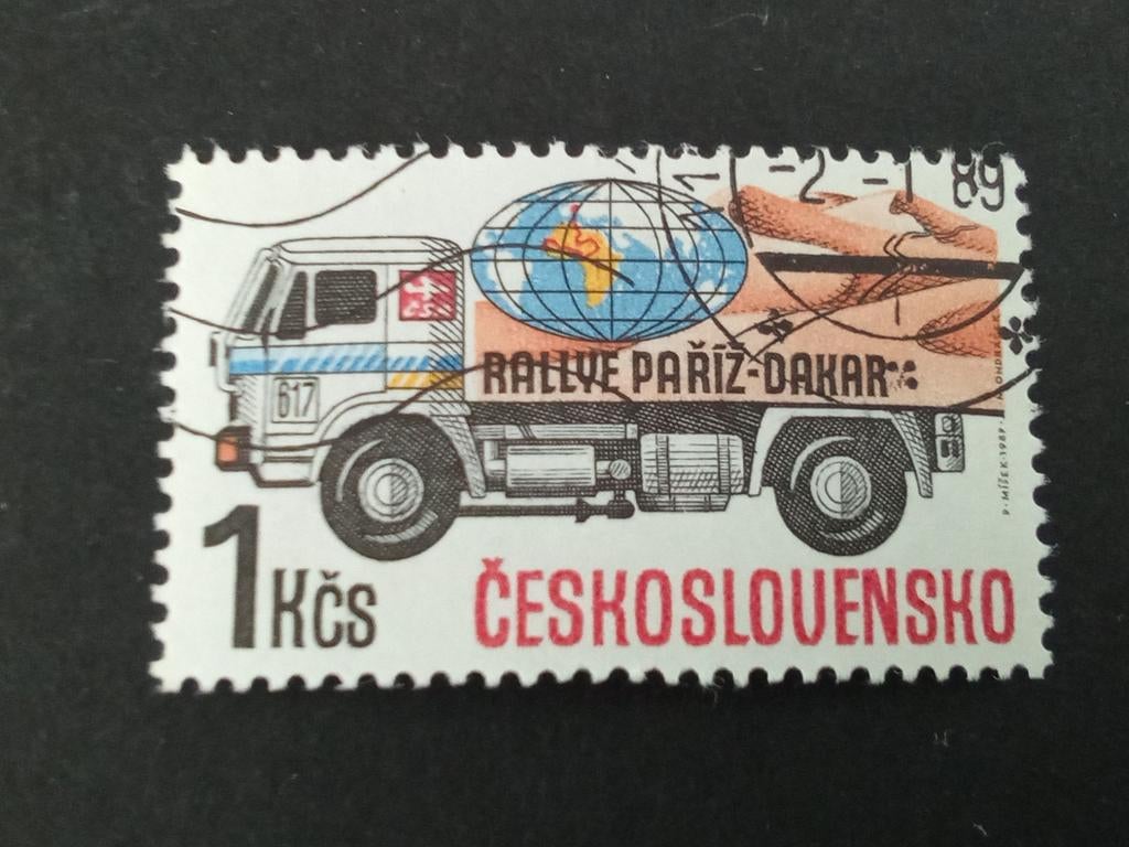 Tsjeslowakije 136 - rally Paris Dakar, Postzegels en Munten, Verzenden, Gestempeld, Auto's