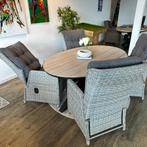 Tuinset met 4 Verstelbare Stoelen + ovale tafel 180 cm, Verzenden, ., Aluminium, .