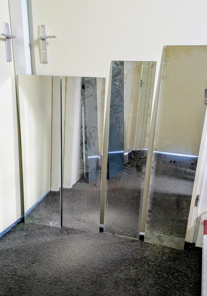 4x losse spiegel verschillende hoogtes, Ophalen, Minder dan 80 cm, Glasplaat, 80 tot 120 cm