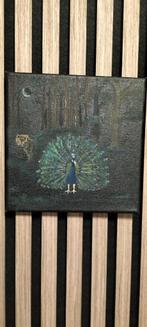 Schilderij pauw 20x20 cm, Ophalen of Verzenden