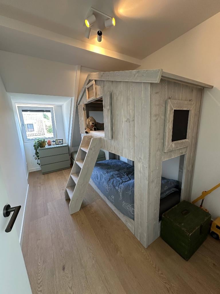 DutchWood boomhutbed / stapelbed steigerhout white wash, Ophalen, Nieuw, Stapelbed