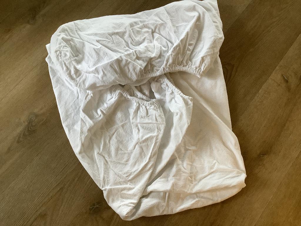 Molton hoeslaken 140x200 tweepersoons, Tweepersoons, Ophalen of Verzenden, Zo goed als nieuw, Wit