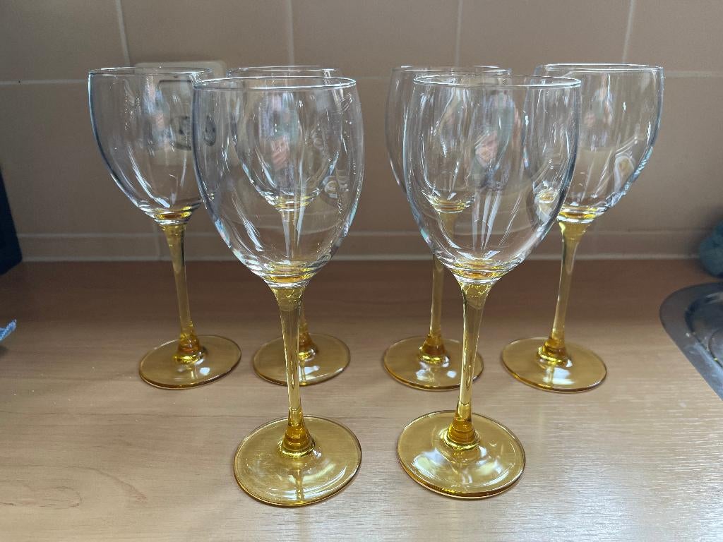 6 Mooie gele glazen, Ophalen, Glas of Glazen, Overige stijlen, Glas