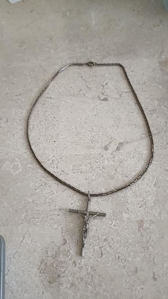 Zilveren ketting met kruis, Ophalen of Verzenden