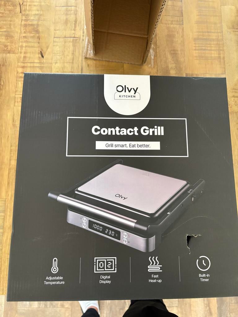 Olvy Contactgrill - Grill slim, eet beter, Witgoed en Apparatuur, Contactgrills, Ophalen of Verzenden, Nieuw
