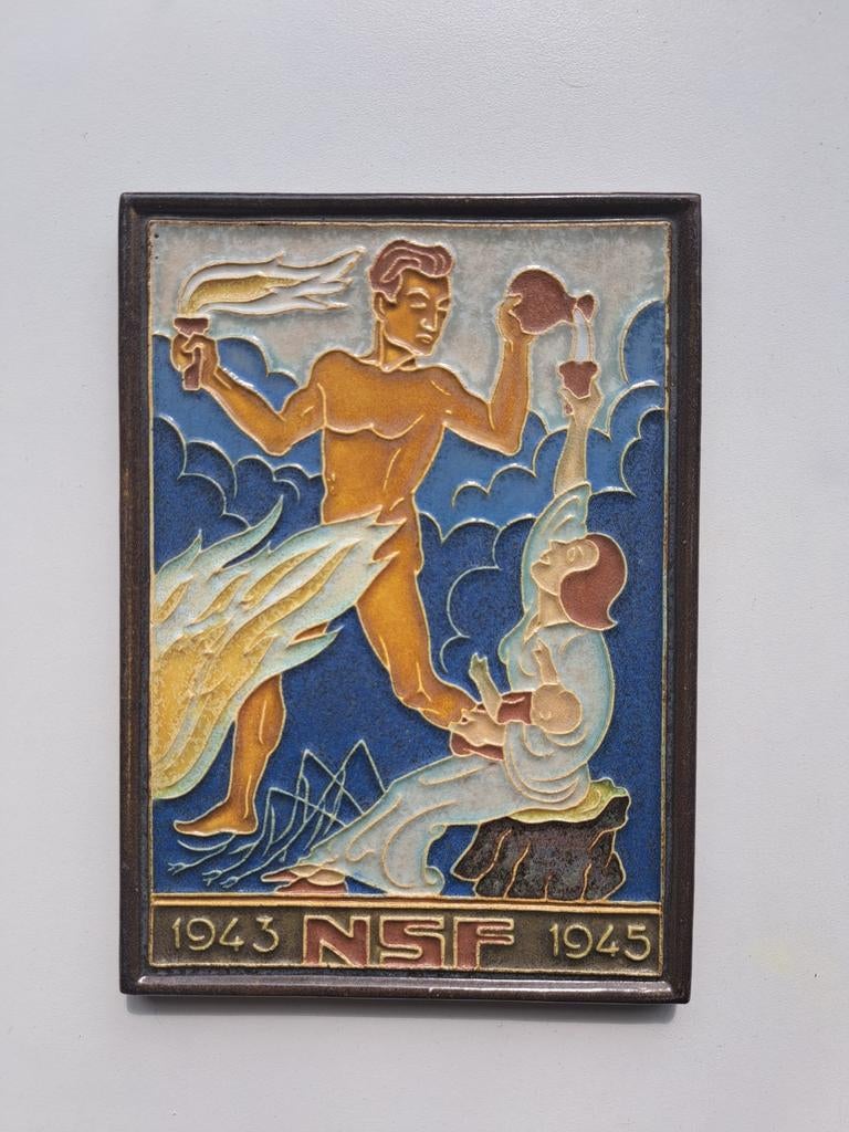Cloisonné tegel Porceleyne Fles Delft NSF 1943-1945, Antiek en Kunst, Ophalen of Verzenden