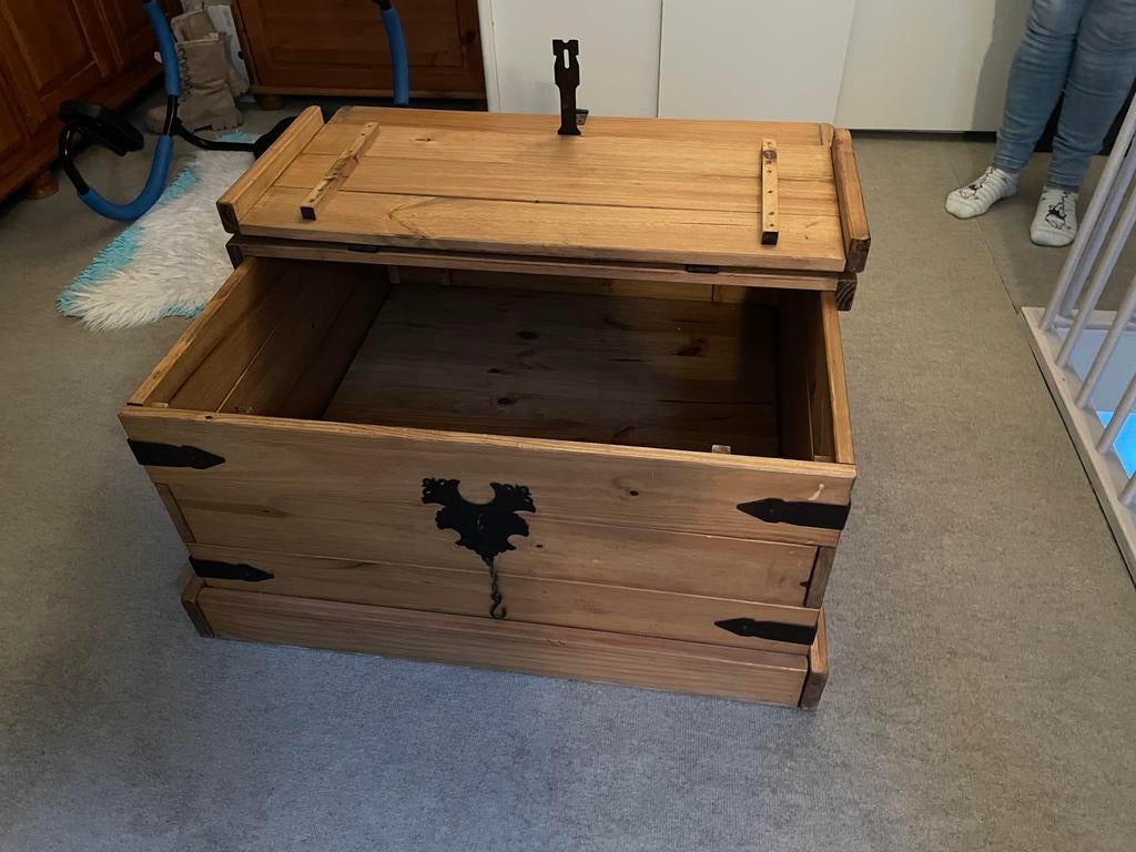 Salontafel in kist model, Ophalen, Gebruikt, 50 tot 100 cm, Vierkant