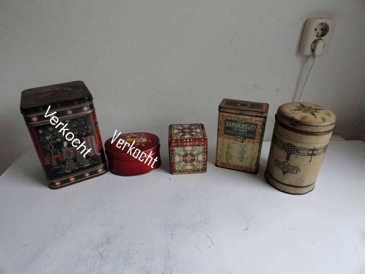 Trommels, blikken bussen, antiek Sanders & Co, Beschuit etc, Verzamelen, Blikken, Gebruikt, Overige, Ophalen of Verzenden