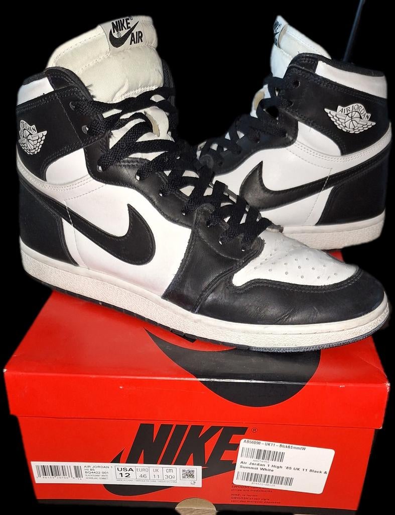 Jordan 1 black white high 85' maat 46, Ophalen of Verzenden, Zo goed als nieuw, Zwart