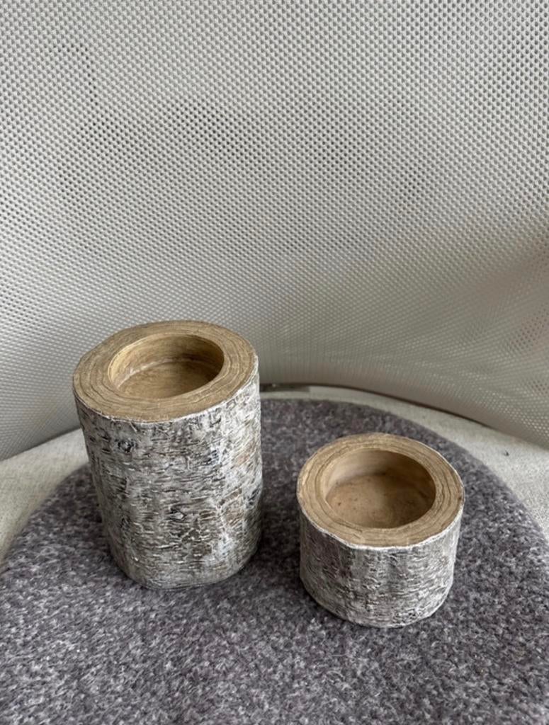 Nep boomstammen voor grote waxinelichten, Huis en Inrichting, Woonaccessoires | Kandelaars en Kaarsen, Overige materialen, Gebruikt