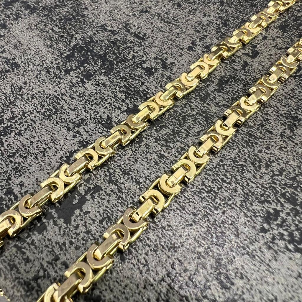 14k gouden plate koningsketting, Sieraden, Tassen en Uiterlijk, Kettingen, Ophalen of Verzenden, Nieuw, Goud, Goud