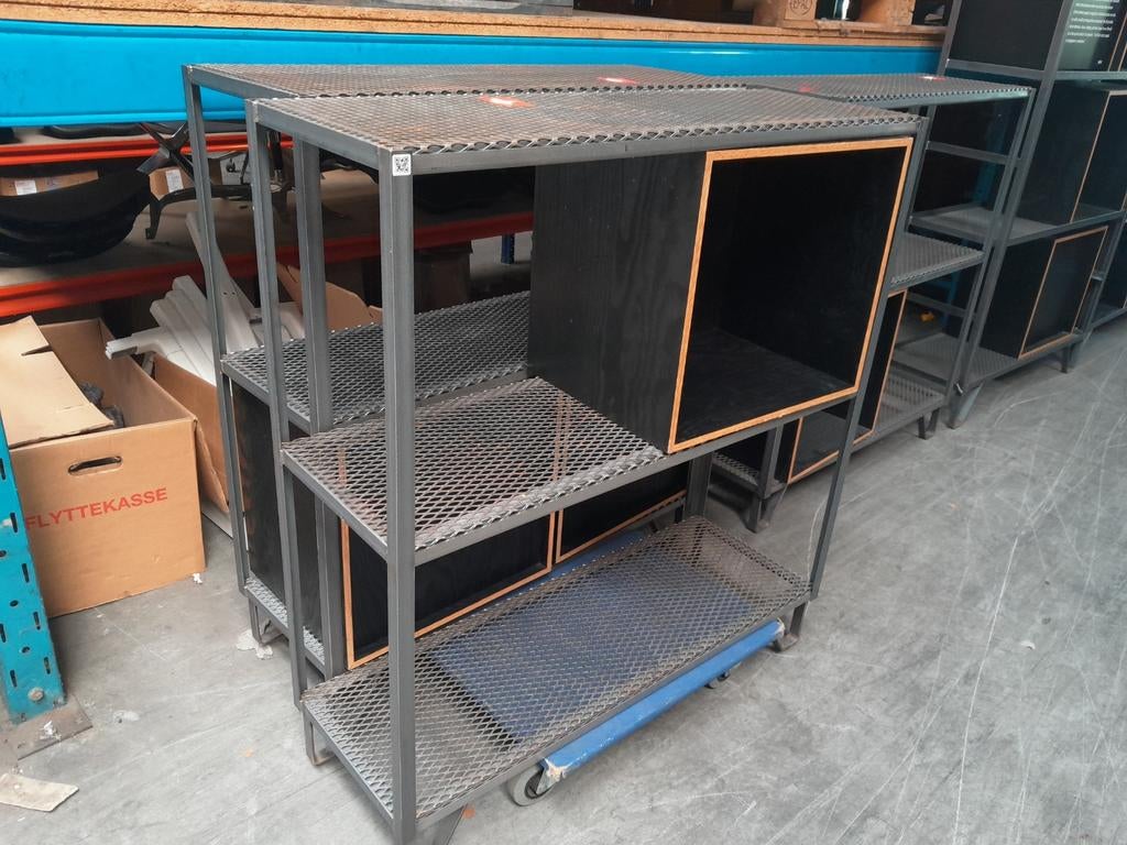 Metalen Kast Stellingkast met Houten Vakken, Huis en Inrichting, Kasten | Stellingkasten, Ophalen
