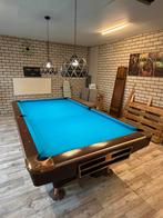 Loontjens 9ft leisteen pooltafel + toebehoren, Ophalen, Gebruikt, Pooltafel