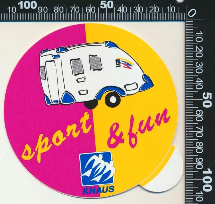 Sticker: Knaus - Sport and fun, Verzamelen, Stickers, Zo goed als nieuw, Bedrijf of Vereniging, Ophalen of Verzenden