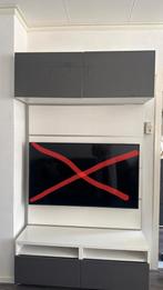 Modern grijs wandmeubel met wandpaneel, Overige materialen, Ophalen of Verzenden, Minder dan 150 cm, Minder dan 100 cm