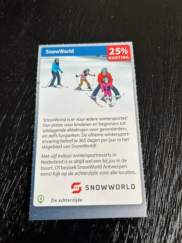 Voordeelcoupon skien bij SnowWorld, Tickets en Kaartjes, Eén persoon, Kortingsbon