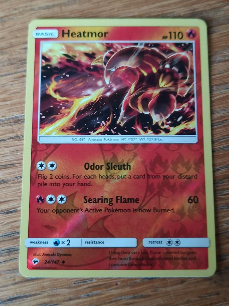 Heatmor reverse holo 024/147 burning shadows, Ophalen of Verzenden, Zo goed als nieuw, Losse kaart, Foil