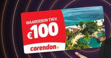 Corendon waardebon twv €100 (reisvoucher), Tickets en Kaartjes, Kortingen en Cadeaubonnen, Eén persoon, Cadeaubon, Overige typen