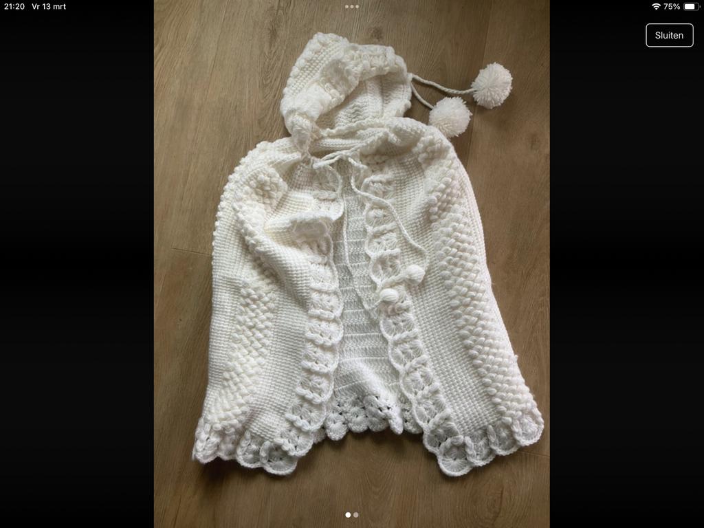 Vintage Wollen Baby Cape - Handgemaakt, van Oma, Ophalen of Verzenden, Zo goed als nieuw, Jongetje of Meisje
