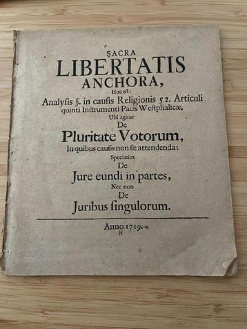 SACRA LIBERTATIS ANCHORA 1719 beschikbaar voor biedingen