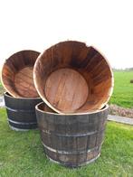 Eikenhouten Bloembak Plantenbak Biervat 135L, Nieuw, Rond, Hout, 30 tot 60 cm