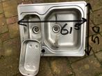 Dubbele RVS spoelbak, wasbak, inclusief klemmen., Huis en Inrichting, Keuken | Keukenelementen, Ophalen, Gebruikt, 50 tot 100 cm