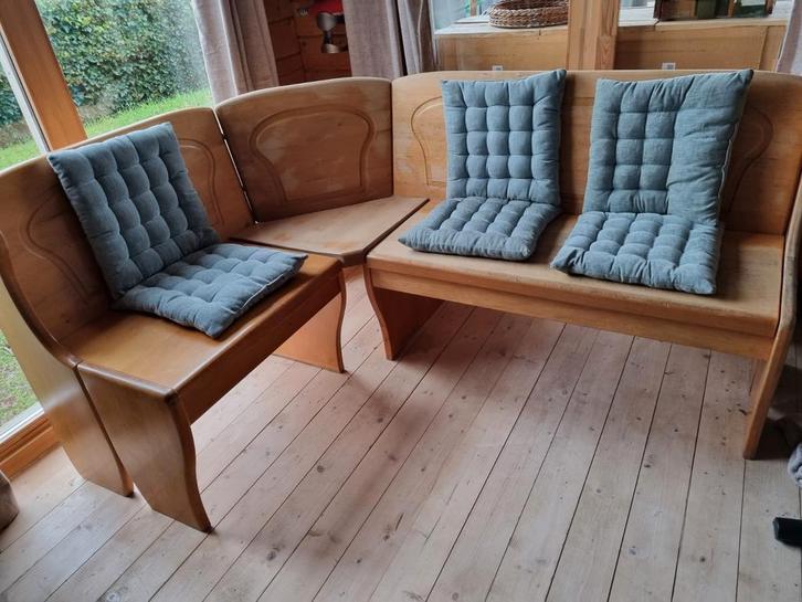 Sfeervolle Oostenrijkse hoekbank met opbergruimte – 120 x 16, Huis en Inrichting, Banken | Complete zithoeken, Gebruikt, Hout
