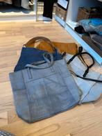 Set van 4 leren / suede tassen, Handtas, Gebruikt, Ophalen of Verzenden, Overige kleuren