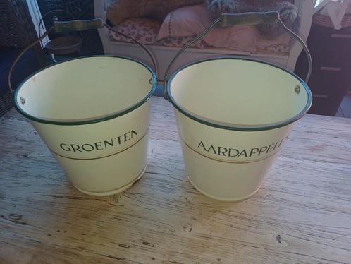 Emaille Emmers Aardappelen & Groenten - Landelijke Stijl, Antiek en Kunst, Antiek | Emaille, Ophalen of Verzenden