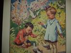 Willy Sluiter litho kinderen spelend met duiven zeefdruk, Ophalen of Verzenden