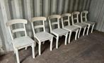 6 houten eetkamerstoelen, Huis en Inrichting, Stoelen, Ophalen, Zo goed als nieuw, Wit, Hout