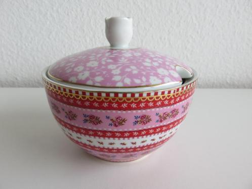 Pip Studio Floral Ribbon rood roze porseleinen suikerpot, Huis en Inrichting, Keuken | Servies, Zo goed als nieuw, Overige typen