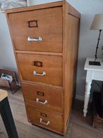 Vintage houten archiefkast jaren 50, Antiek en Kunst, Antiek | Meubels | Kasten, Ophalen of Verzenden