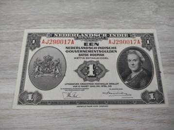 UNC biljet 1 gulden Nederlands-Indië, muntbiljet 1943