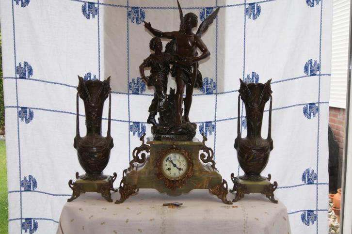 Klokstel met engelen ( Groot Stel, Antiek en Kunst, Antiek | Klokken, Verzenden