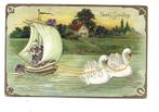 USA -Mooie Relief kaart -Boot met zwanen (2) -1912, Gelopen, Overige thema's, Voor 1920, Verzenden