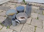 Zinken tuinpotten, Tuin en Terras, Bloembakken en Plantenbakken, Ophalen, Gebruikt, Minder dan 30 cm, Minder dan 60 cm
